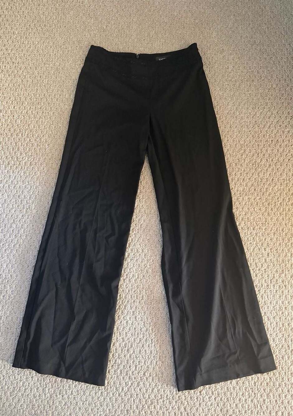 Bebe Black Lace Trim Wide Leg Dress Pants Size 0